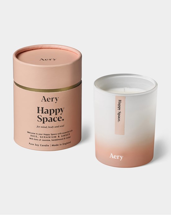 Doftljus Happy Space Scented Candle, Rose Geranium & Amber - Aery Living