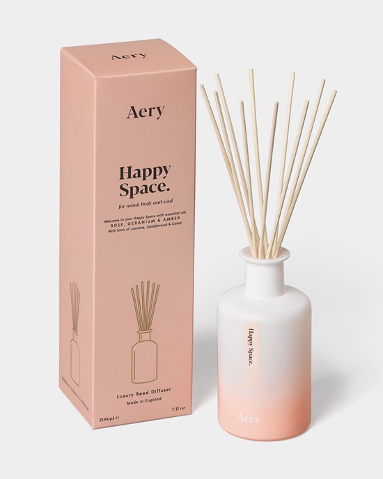 Doftstickor Happy Space Reed Diffuser, Rose Geranium & Amber - Aery Living