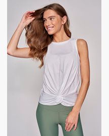 Yogatopp Twisted knot front top, White - Sisterly Tribe
