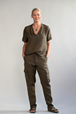 Yogabyxor Utility pants 100% Linen - Dark Khaki - Greeningline