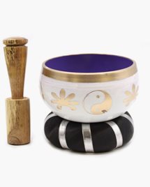 Klangskål Yin & Yang Singing Bowl Set- White/Purple