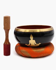 Klangskål Buddha Singing Bowl Set- Black/Orange