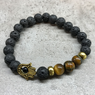Armband Lava Stone Bracelet - Hamsa Tiger-eye