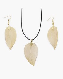 Halsband och örhängen Necklace & Earring Set, Bravery Leaf - Gold